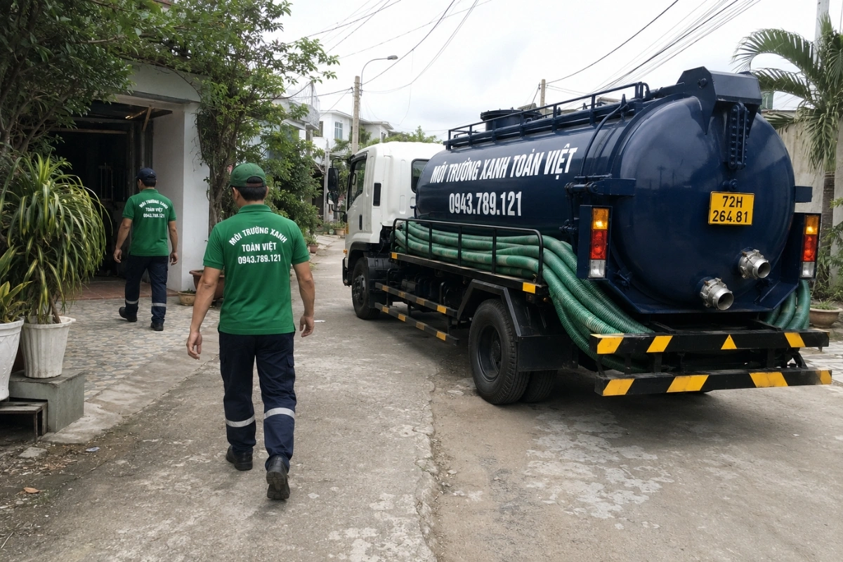 Hút Hầm Cầu Bà Rịa Có Xe Trực 24/7, Đo Khối Báo Giá Trước 7 Đội xe hút hầm cầu phục vụ khách hàng tận nhà