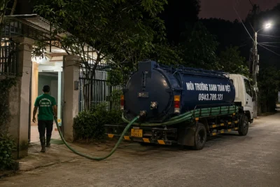 Xe bồn vệ sinh hầm cầu phục vụ tại hộ dân