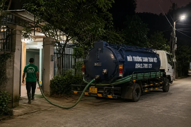 Xe bồn vệ sinh hầm cầu phục vụ tại hộ dân