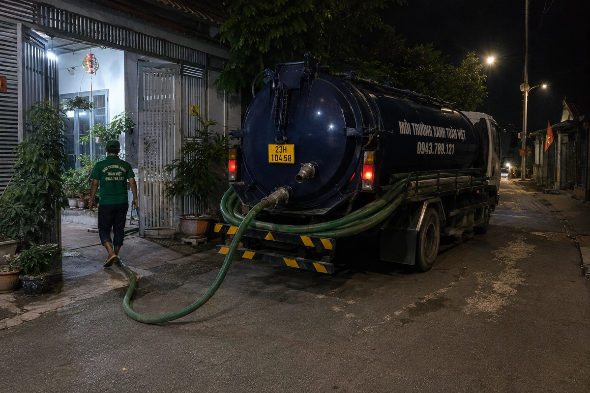 Hút Bể Phốt Tại Xín Mần Hà Giang, 3 Gói Giá Rõ 24/7 9 Xe bồn vệ sinh hầm cầu phục vụ tại hộ dân