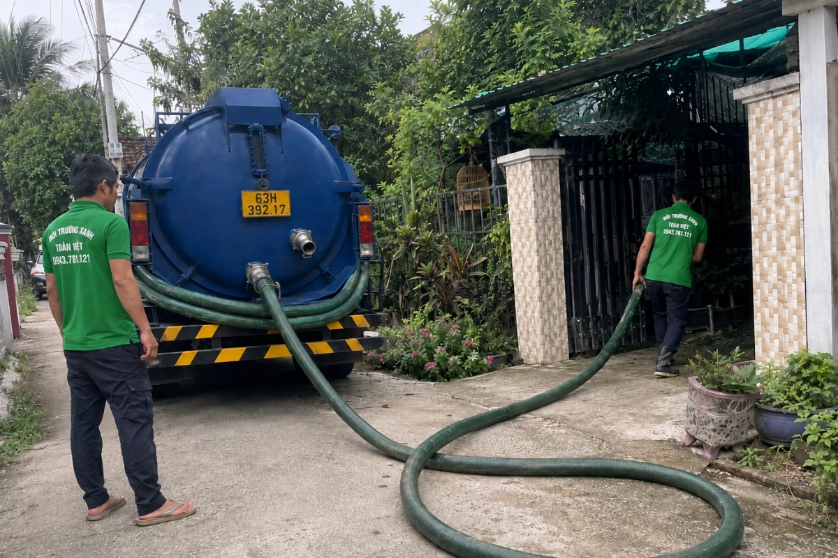 Dịch vụ hút hầm cầu nhanh chóng tại nhà khách hàng