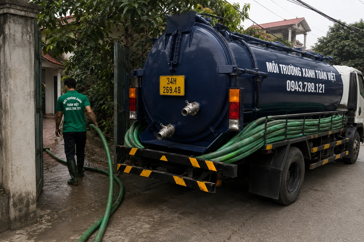 Xe chuyên dụng phục vụ công việc hút chất thải tại nhà