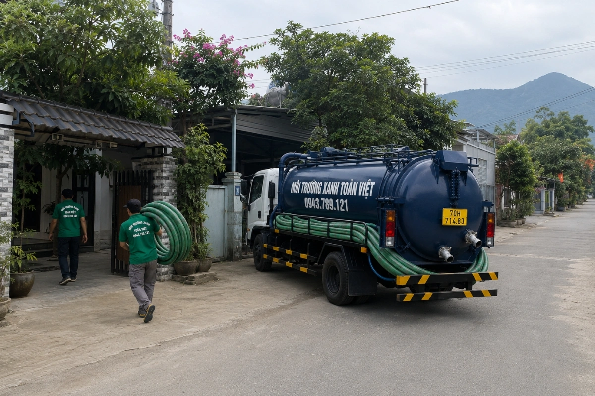 Xe bồn Môi Trường Xanh Toàn Việt phục vụ hút hầm cầu