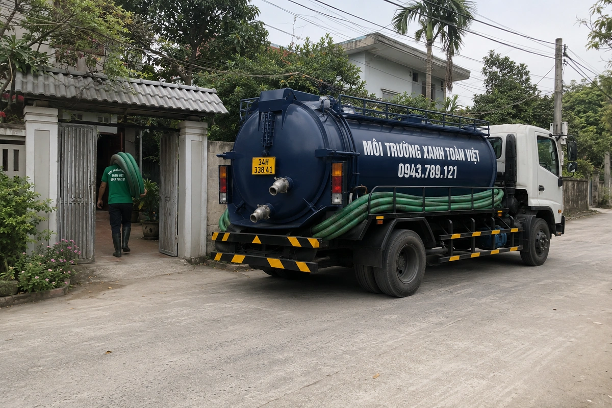 Xe hút hầm cầu chuyên dụng phục vụ nhà ở đô thị