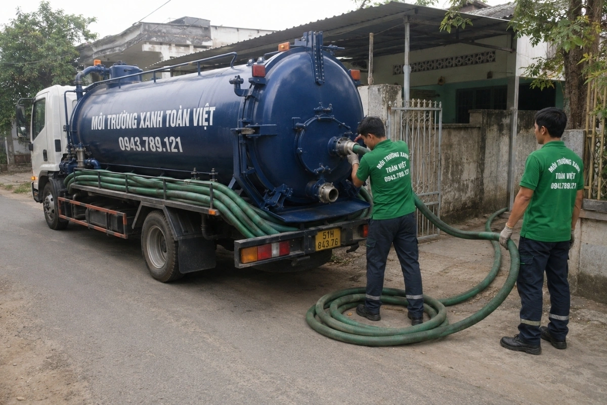 Hút Hầm Cầu Bình Thạnh Báo Giá Theo Khối, Xe Túc Trực 24/7 13 Nhân viên triển khai dịch vụ hút hầm cầu tại nhà dân