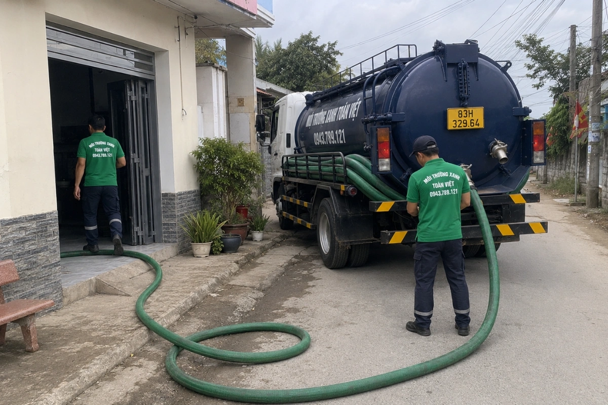 Xe hút hầm cầu chuyên dụng phục vụ khu dân cư