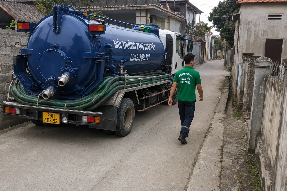Dịch vụ hút hầm cầu bằng xe bồn tại nhà dân