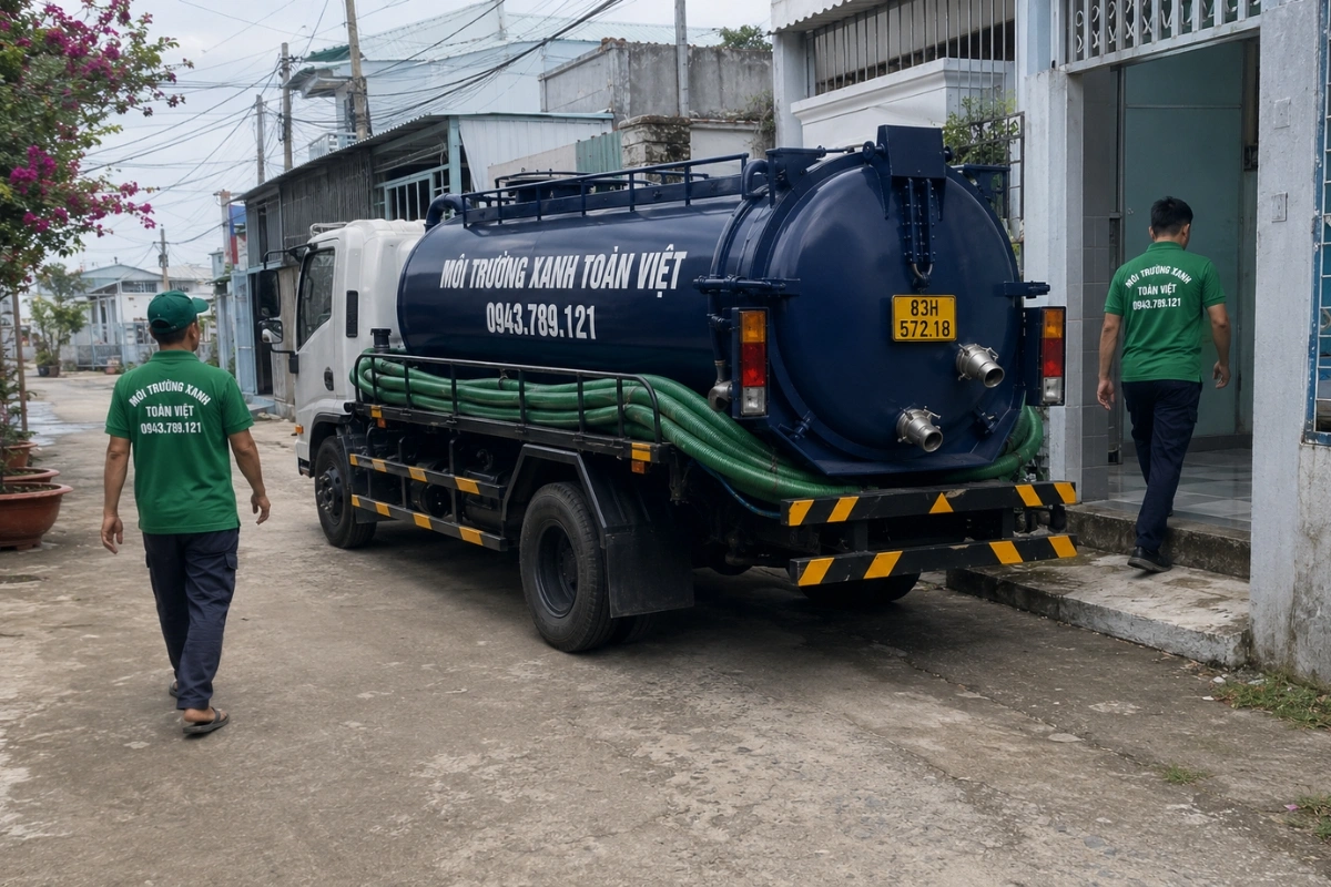 Xe hút hầm cầu Môi Trường Xanh Toàn Việt tại khu phố