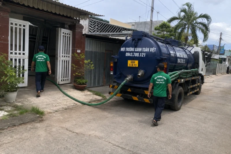 Xe bồn Toàn Việt trong hướng dẫn hút hầm cầu Tân Hiệp Kiên Giang