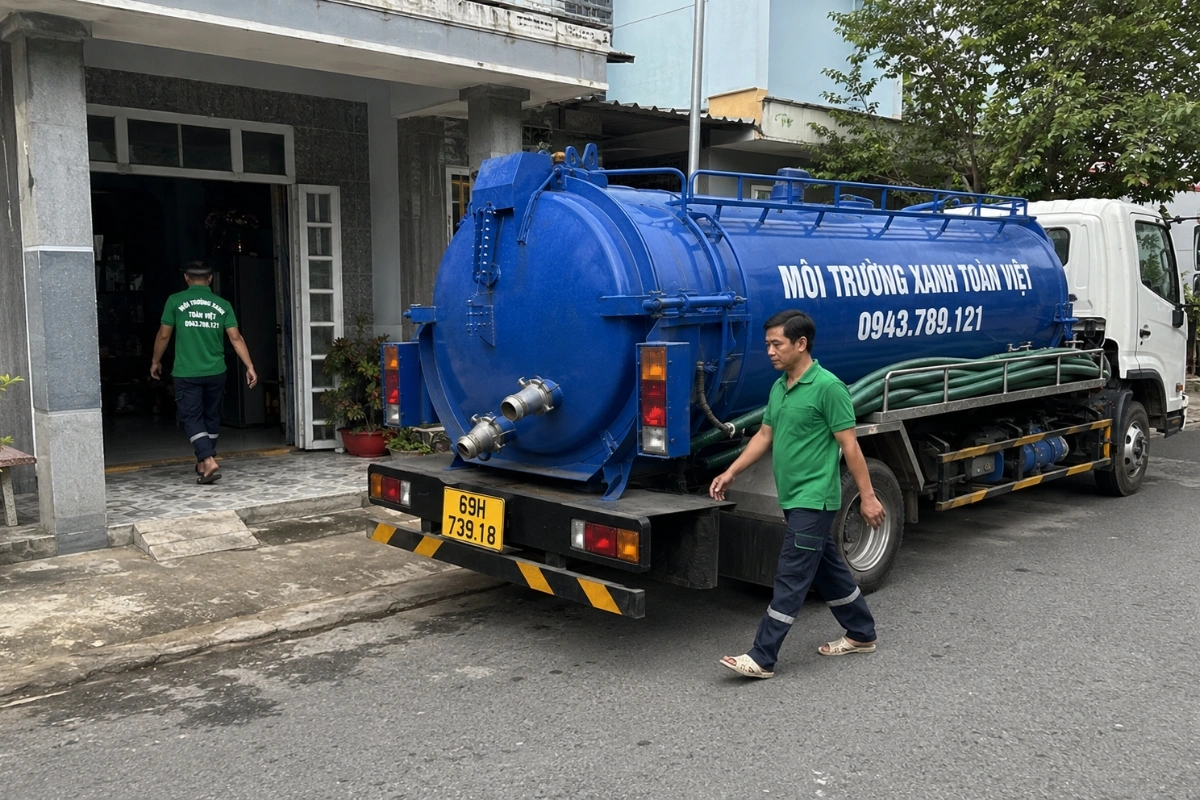 Hút Hầm Cầu Ngọc Hiển 24/7, Xe Tới Tận Nhà | Xanh Toàn Việt 7 Xe hút hầm cầu Môi Trường Xanh Toàn Việt phục vụ tại nhà dân