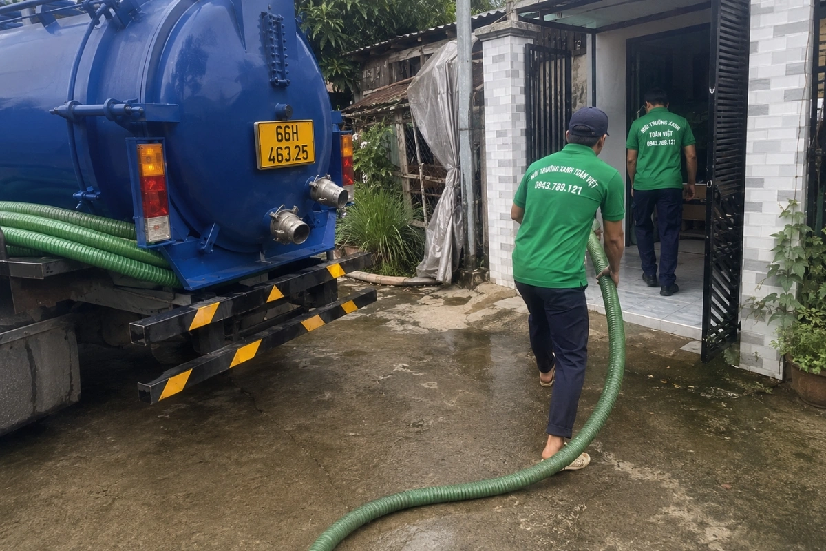 Dịch vụ hút hầm cầu bằng xe bồn chuyên dụng