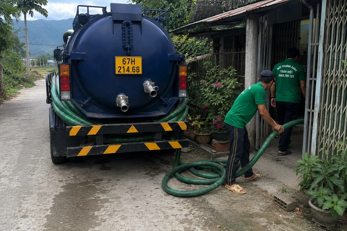 Dịch vụ hút hầm cầu bằng xe bồn chuyên dụng