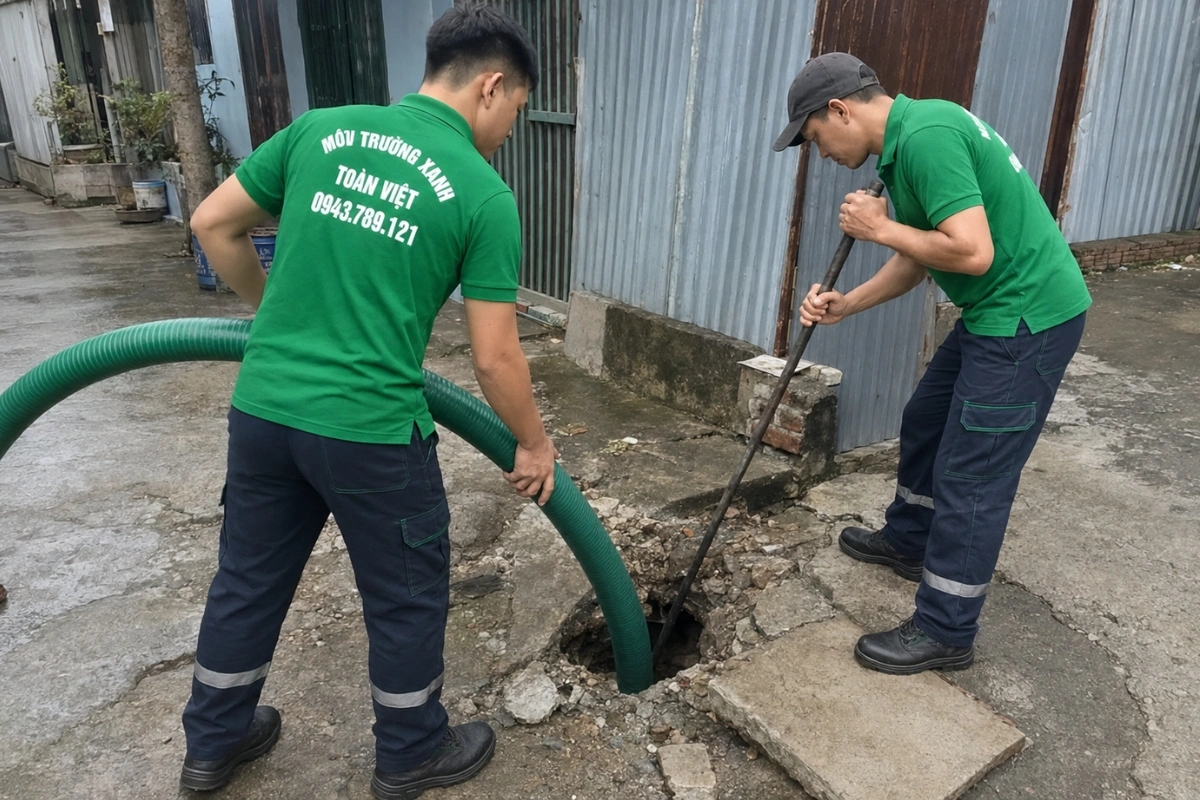 Hút Hầm Cầu Thới Lai – 4 Tình Huống Khó Vẫn Có Xe Xử Lý 12 Thợ hút hầm cầu đến tận nhà kiểm tra và thi công