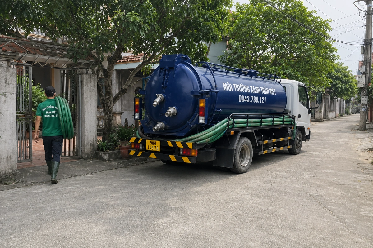 Phương tiện hút chất thải chuyên dụng tại khu dân sinh
