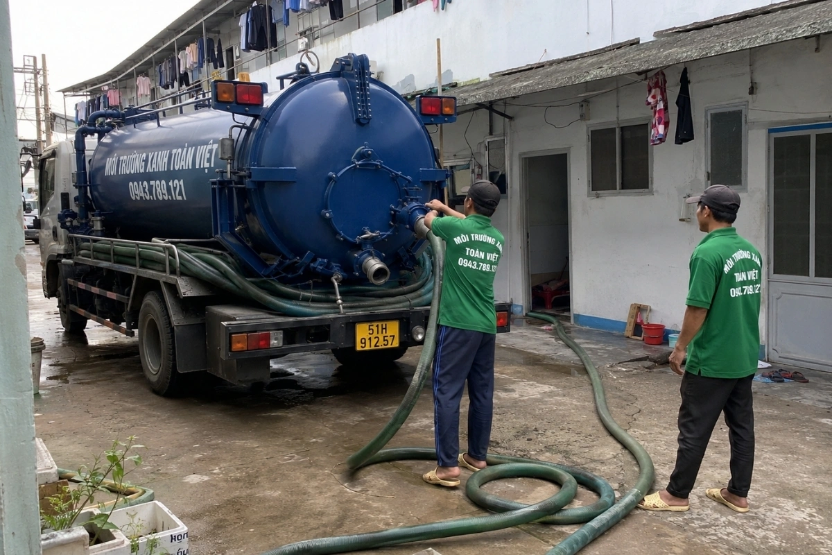 Hút Hầm Cầu Quận 6 24/7 | Xe Vào Hẻm, Báo Giá Theo m³ 5 Xe hút hầm cầu Quận 6 được bố trí gần khu vực thi công