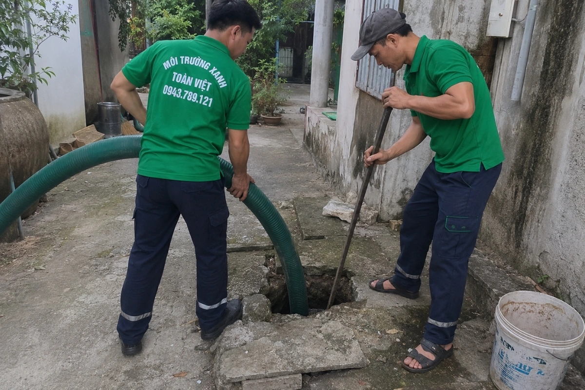 Hút Hầm Cầu Kế Sách, Giá Theo Khối, Thợ Tới Trong 40 Phút 10 Thợ hút hầm cầu đến tận nhà kiểm tra và thi công