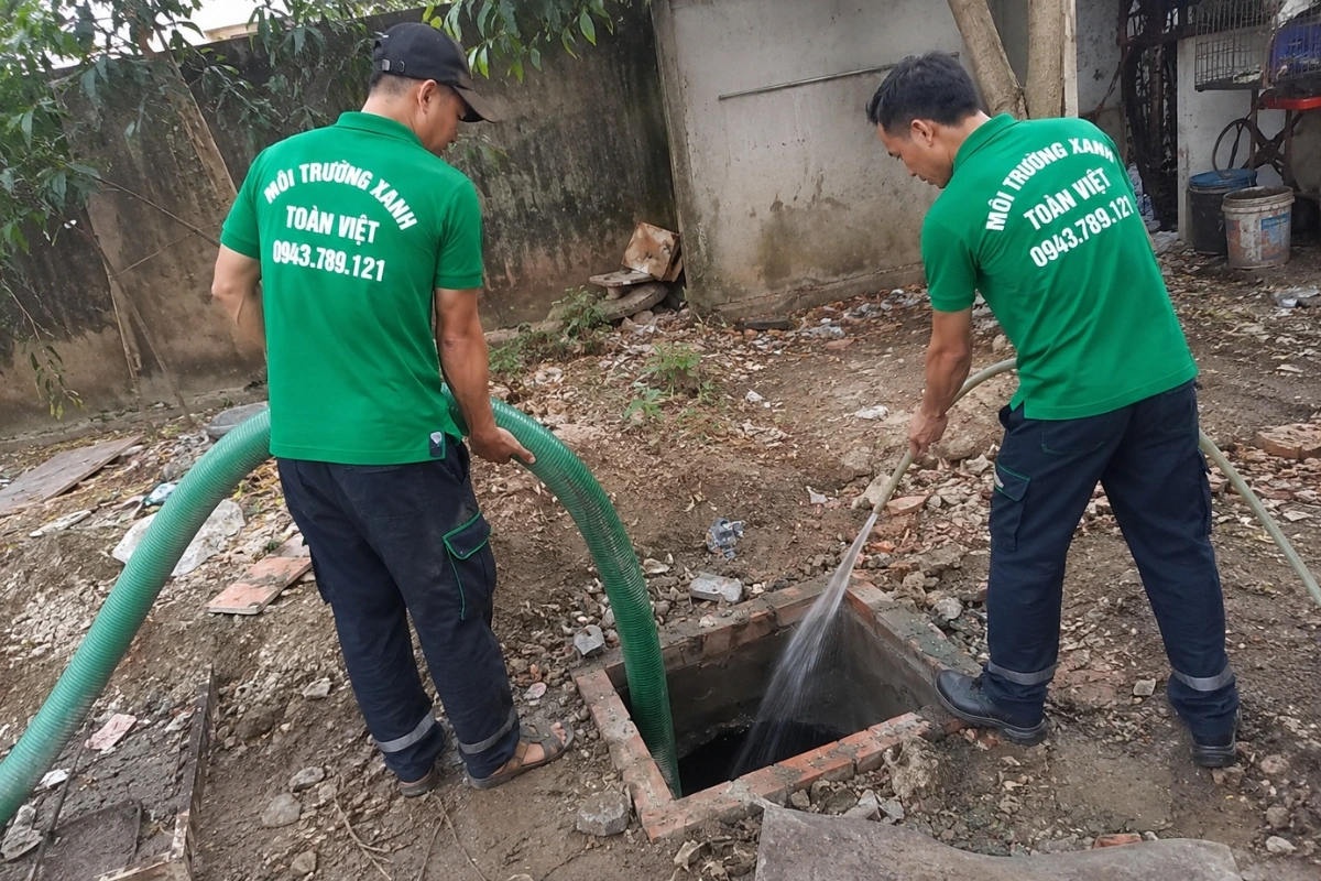 Hút Hầm Cầu Thới Lai – 4 Tình Huống Khó Vẫn Có Xe Xử Lý 8 Nhân viên chuyên nghiệp thi công hút hầm cầu tại nhà