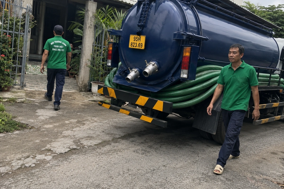 Dịch vụ hút hầm cầu bằng xe bồn chuyên dụng