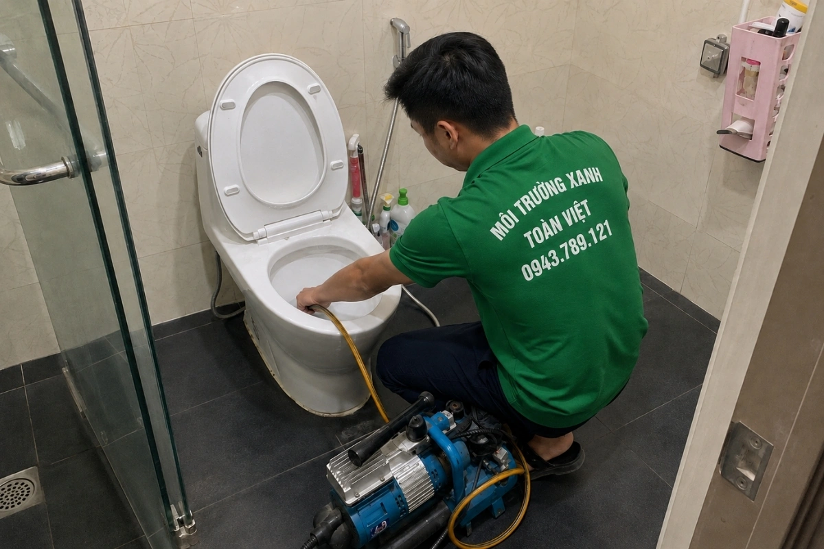 Thông Bồn Cầu Tân Thạnh 24/7 - Nghẹt Nặng Xử Lý Liền 11 Nhân viên đang thực hiện công việc xử lý nghẹt bồn cầu.