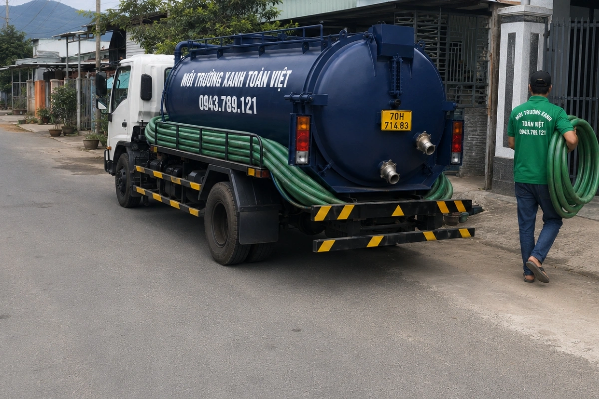 Hút Hầm Cầu Tân Biên 24/7, Báo Giá Theo Khối | Xanh Toàn Việt 7 Xe hút hầm cầu chuyên dụng phục vụ khu dân cư
