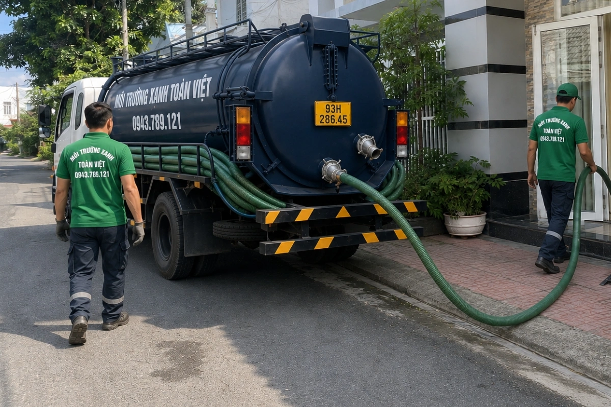 Xe hút hầm cầu chuyên dụng phục vụ khu dân cư