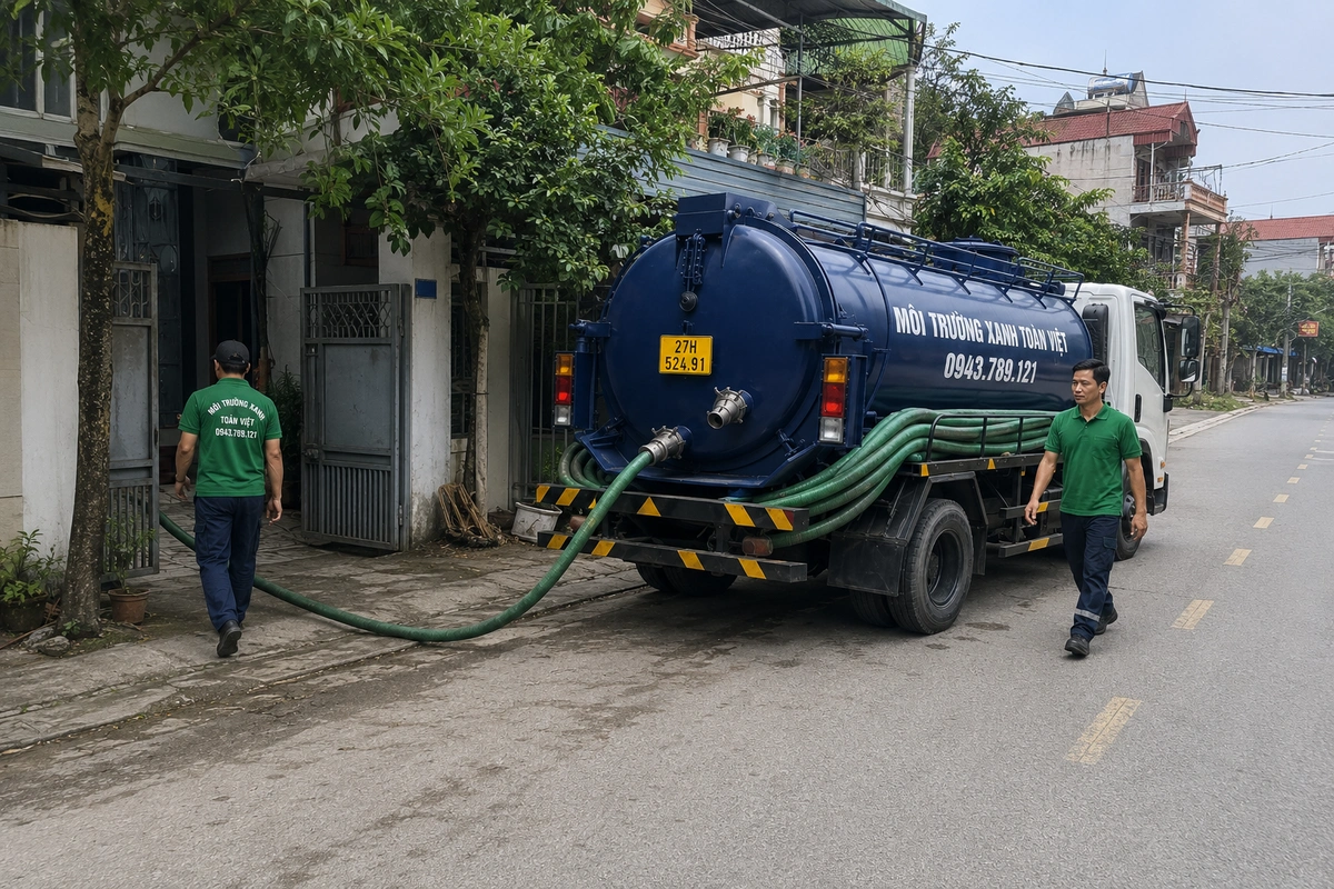 Xe hút hầm cầu Môi Trường Xanh Toàn Việt tại khu dân cư