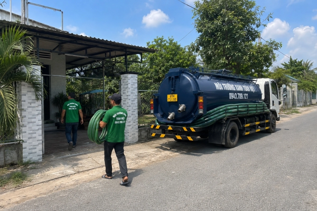 Xe bồn Môi Trường Xanh Toàn Việt phục vụ hút hầm cầu