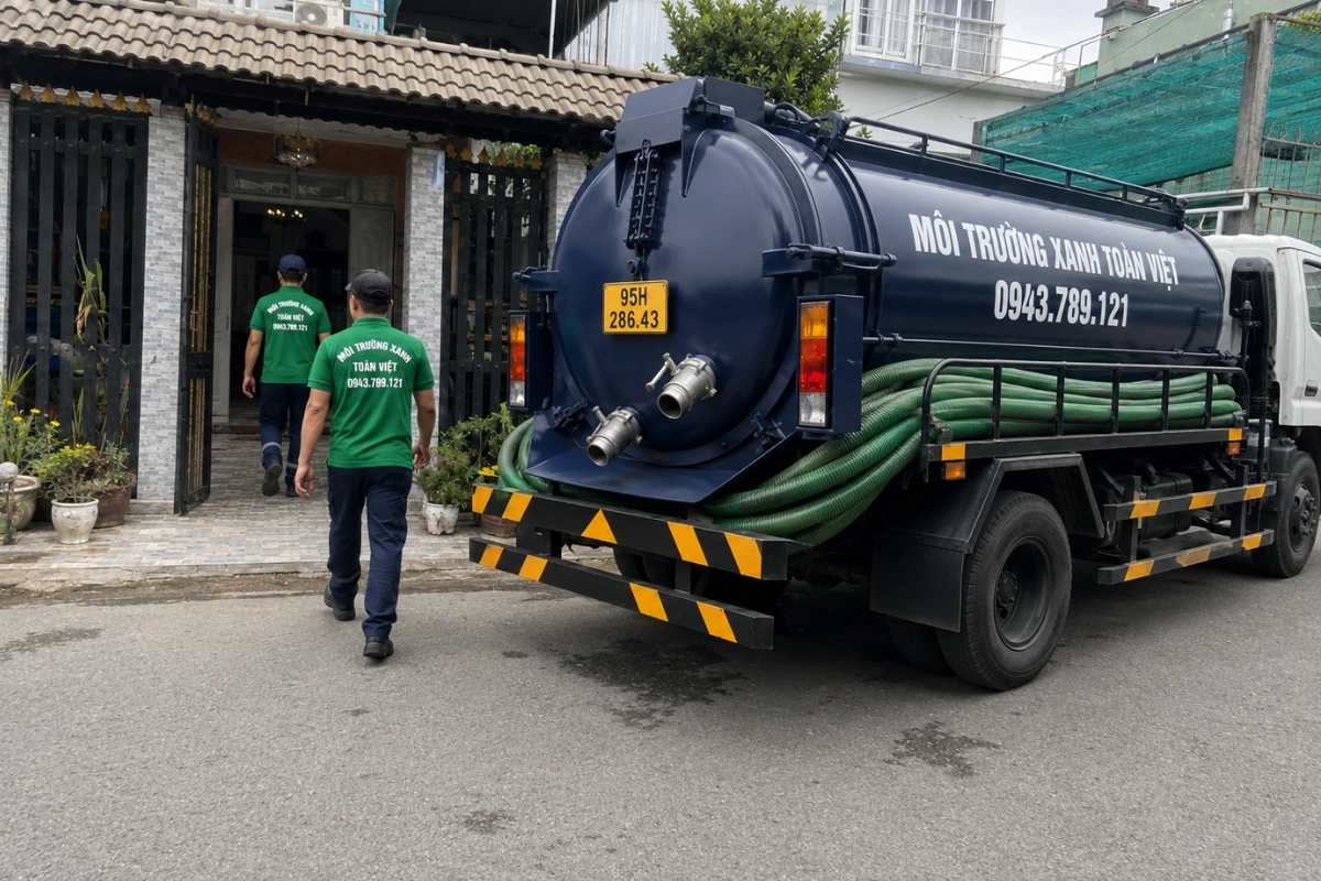 Hút Hầm Cầu Phụng Hiệp – 5 Tình Huống Hay Gặp, Gọi 0943.789.121 12 Xe hút chất thải chuyên dụng đậu bên đường dân cư