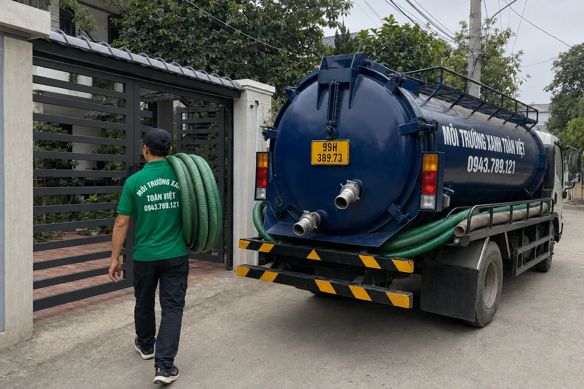 Hút bể phốt tại Thuận Thành giá rẻ uy tín | Toàn Việt 8 Nhân viên vệ sinh hầm cầu có mặt tại khu phố