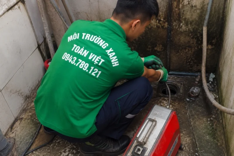 Ảnh minh họa nh&acirc;n vi&ecirc;n vận h&agrave;nh thiết bị th&ocirc;ng cống của To&agrave;n Việt