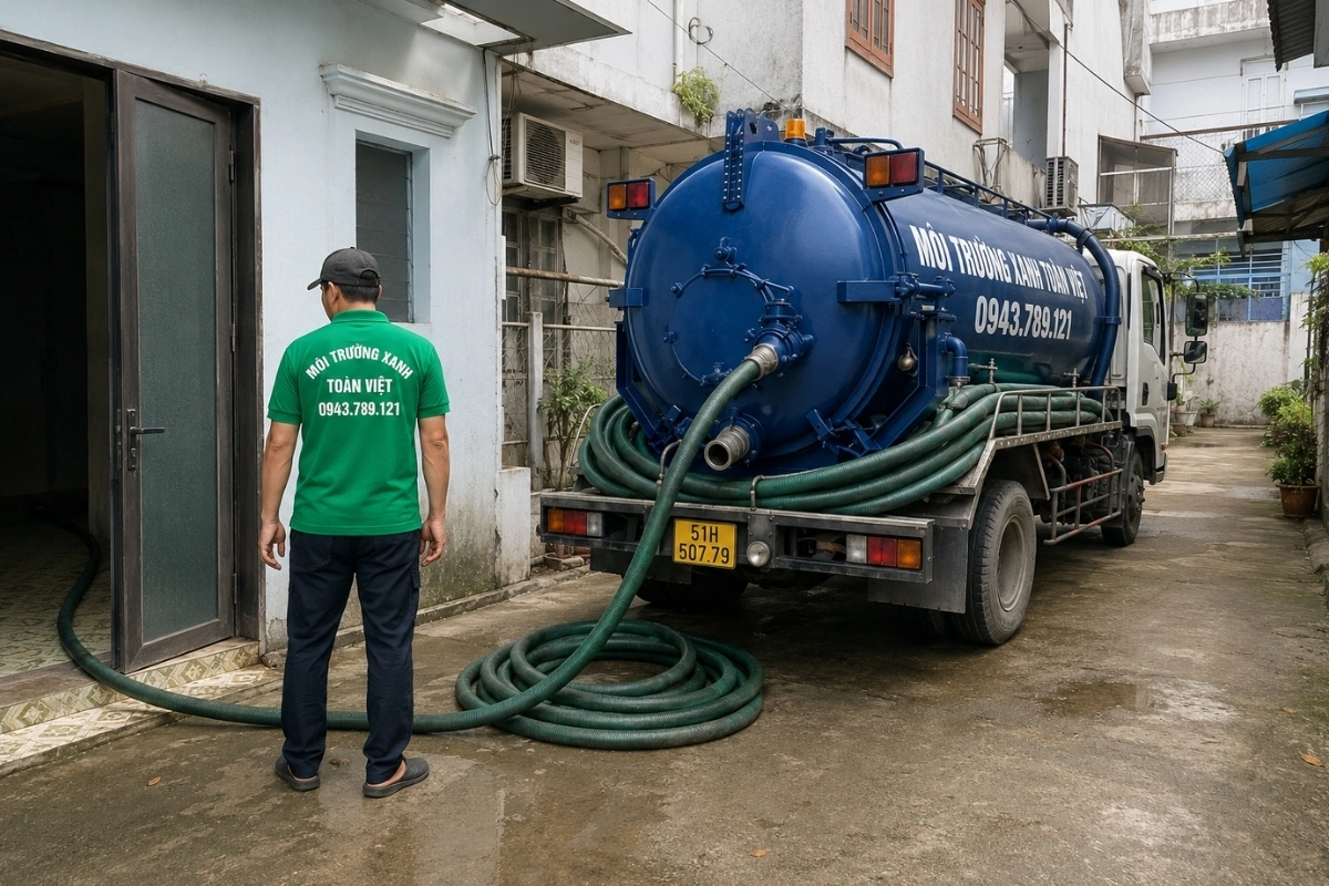 Hút Hầm Cầu Bình Tân TP.HCM Báo Giá Theo Khối, Xe Túc Trực 24/7 12 Xe hút hầm cầu Môi Trường Xanh Toàn Việt tại khu phố
