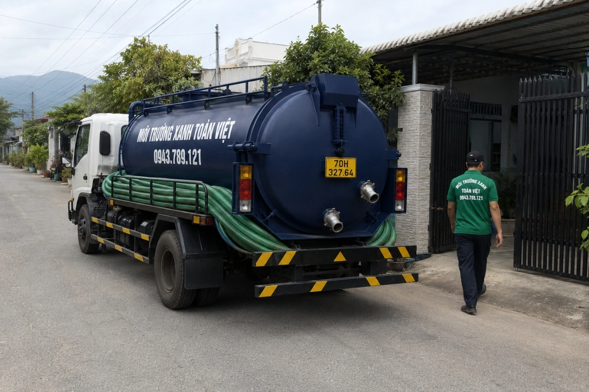 Xe hút hầm cầu Môi Trường Xanh Toàn Việt tại khu phố
