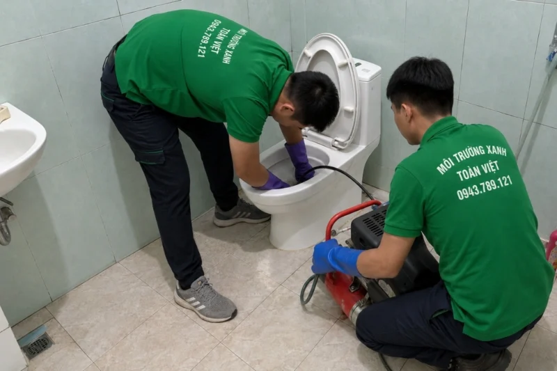 Kỹ thuật viên sử dụng dây thông để xử lý đường thoát