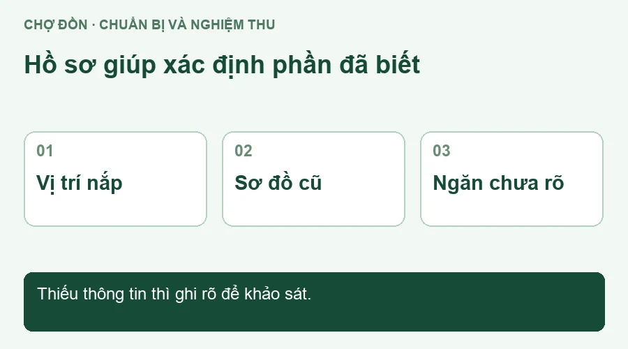 Sơ đồ hồ sơ giúp xác định phần đã biết.