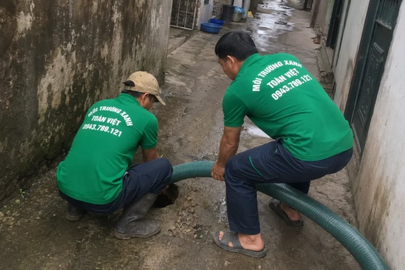 Nhân viên chuẩn bị tuyến ống trước khi vận hành.