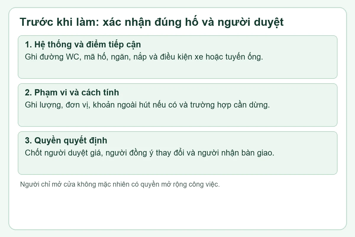 Phiếu xác nhận mã hố, phạm vi và người duyệt