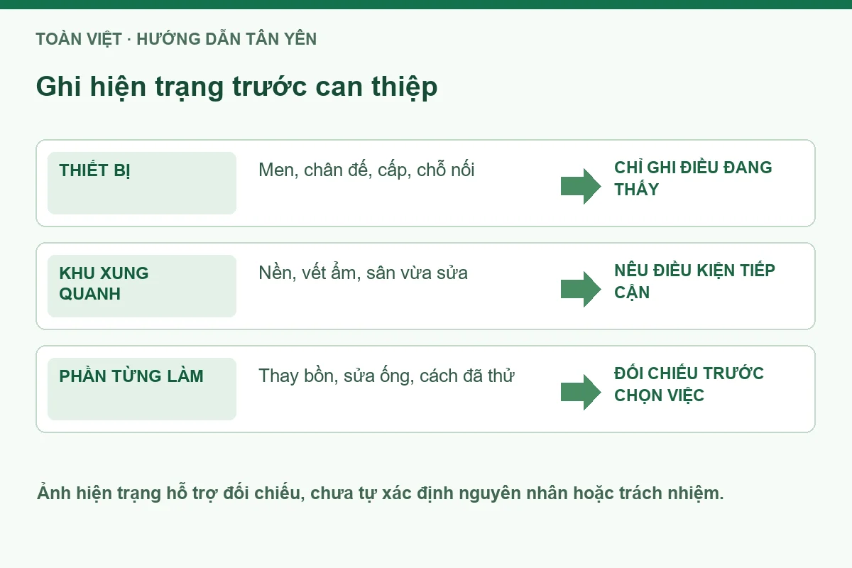 Thông tắc bồn cầu tại Tân Yên giá rẻ uy tín | Toàn Việt 13 Sơ đồ ghi hiện trạng trước thông tắc bồn cầu tại Tân Yên.