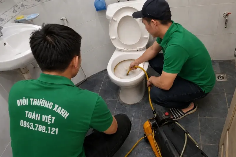 Hai thợ Toàn Việt thao tác dây thông trong lòng bồn