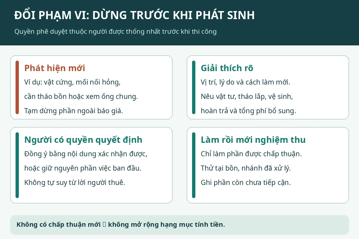 Sơ đồ bốn cửa x&aacute;c nhận trước ph&aacute;t sinh hạng mục th&ocirc;ng bồn cầu