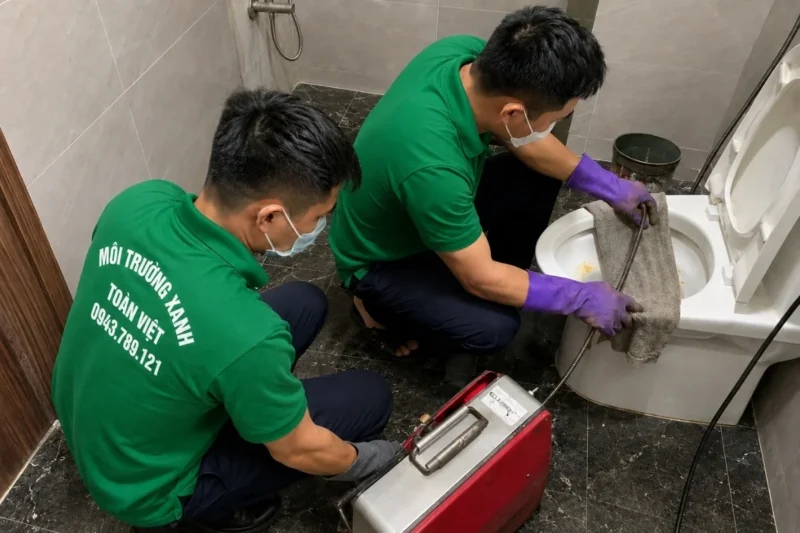 Thiết bị xử lý bồn cầu nghẹt của đội kỹ thuật Toàn Việt