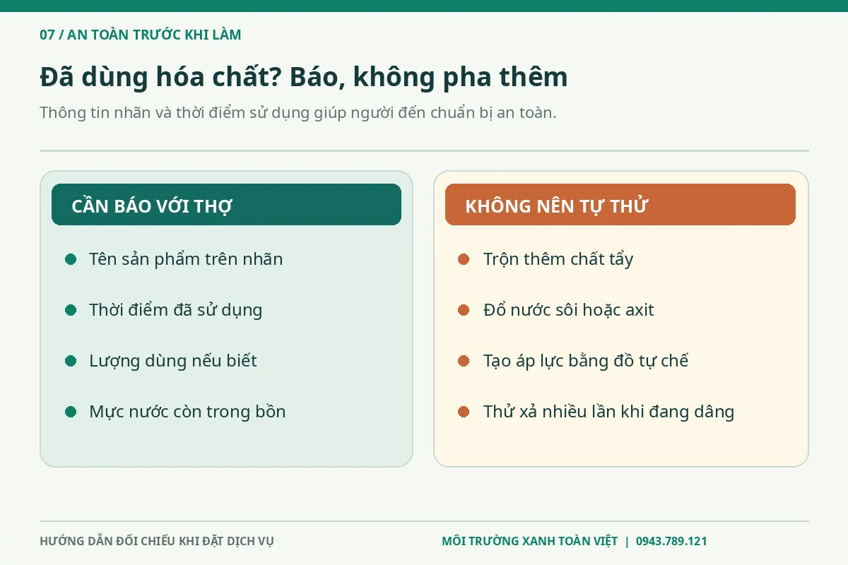 Thông bồn cầu Ngũ Hành Sơn giá rẻ uy tín | Toàn Việt 14 Bảng đôi: bốn thông tin cần báo và bốn thao tác không nên tự thử