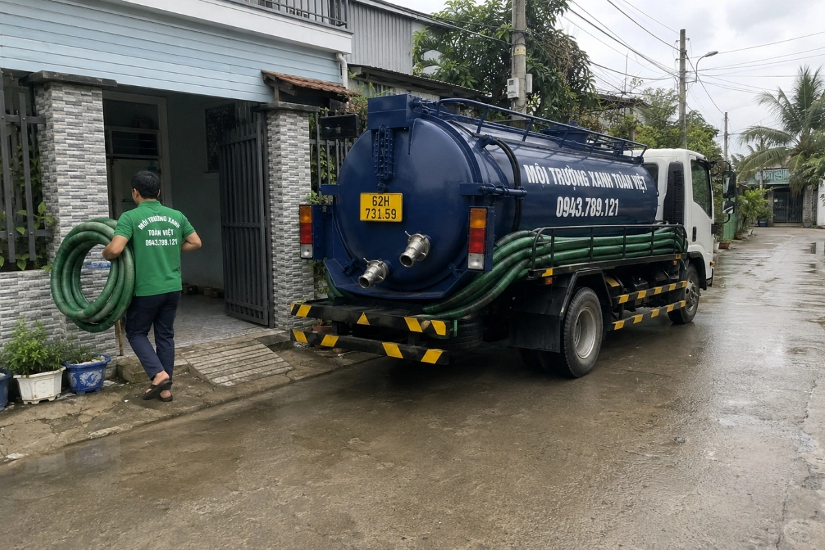 Dịch vụ hút hầm cầu nhanh chóng tại nhà khách hàng
