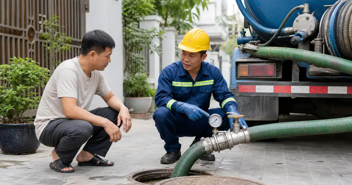 Kỹ thuật viên hướng dẫn kiểm tra thiết bị trước thi công