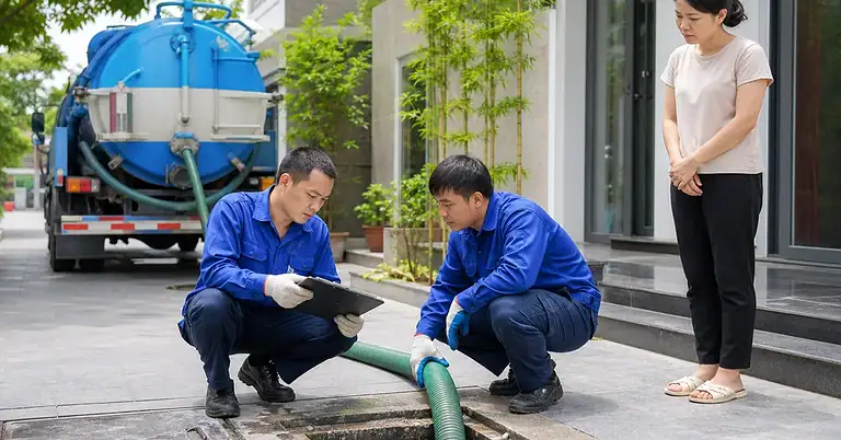 Kỹ thuật viên khảo sát và tư vấn chi phí hút hầm cầu tại nhà