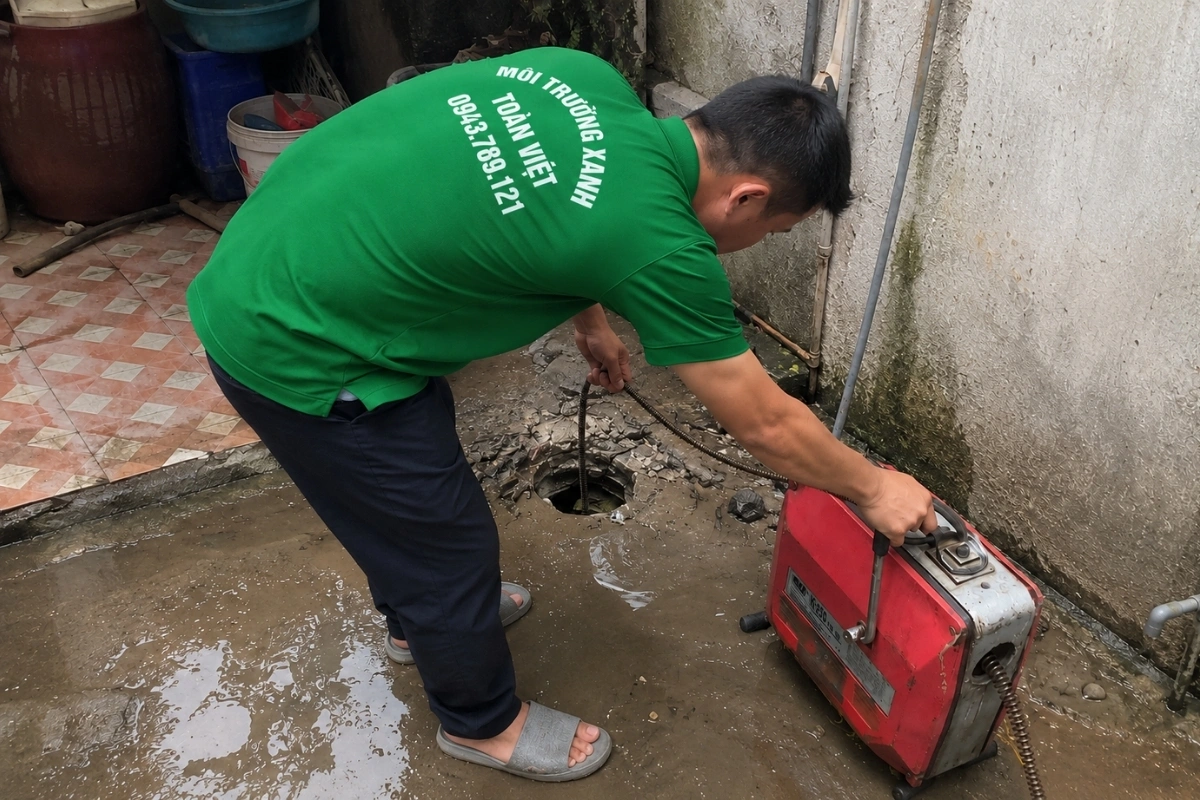 Kiểm tra dòng thoát sau khi thông cống