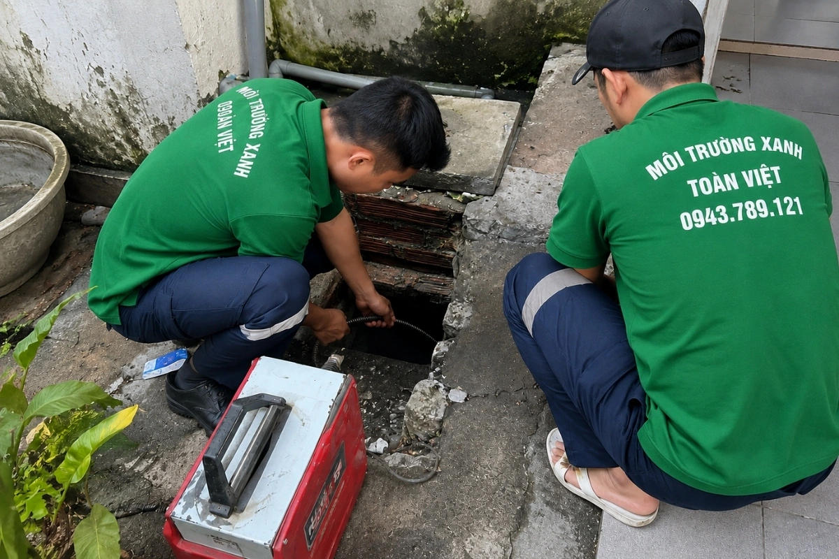 Thi công thông cống tại hố ga