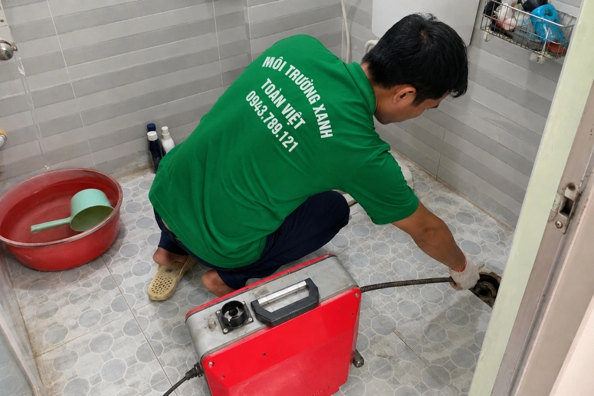 Thông Cống Nghẹt Di Linh | Xử Lý Bùn Và Nước Trào 14 Nhân viên thông cống thoát sàn nhà vệ sinh