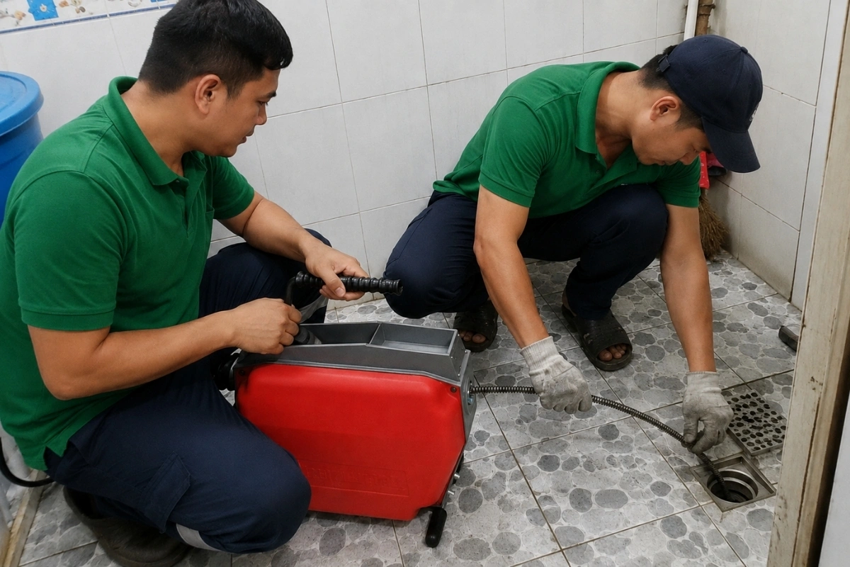 Thi công thông cống trong khu vệ sinh