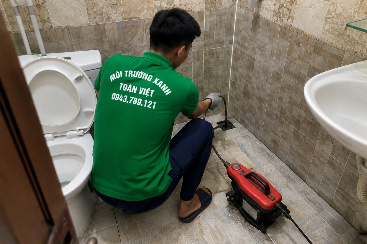 Thông Cống Nghẹt Sơn Trà | Xử Lý Bùn Và Nước Trào 12 Kỹ thuật viên thông cống thoát sàn phòng tắm