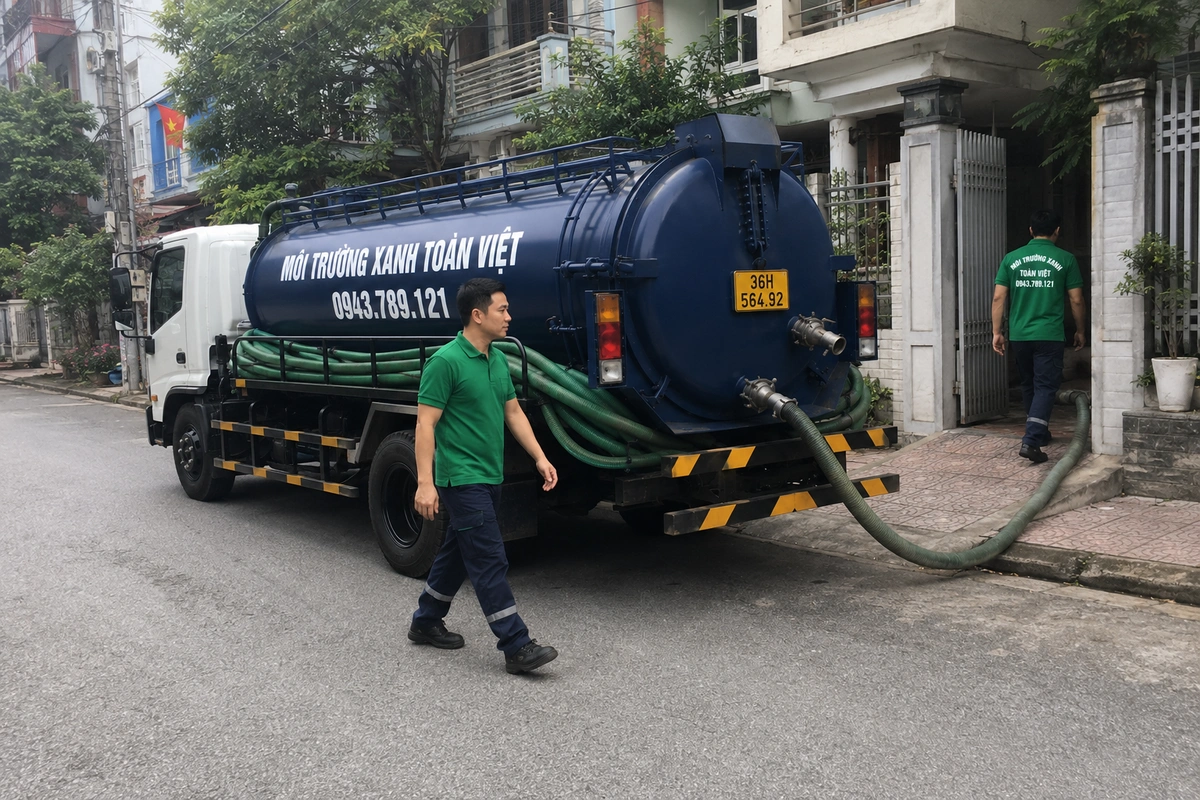 Hút Bể Phốt Tại Vĩnh Lộc 24/7, Xe Nhỏ Vào Ngõ Cổ Được 14 Xe hút bể phốt trên đường vào khu dân cư tại Thanh Hóa